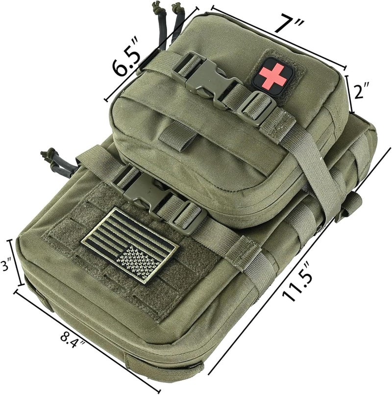 tactifans Tactical Mini Molle Hydration Pack,Molle Hydration Carrier with IFAK Pouch&US Flag&Med Patch,Hydropack for 2L Water Bladder - Image 2